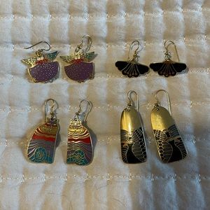 Laurel Burch Enamel Earrings Lot of 4 Sets